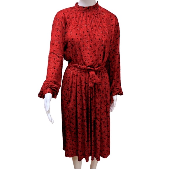 Halston V vintage late 1970s two piece skirt and blouse with tie belt size 8 - Picture 1 of 11